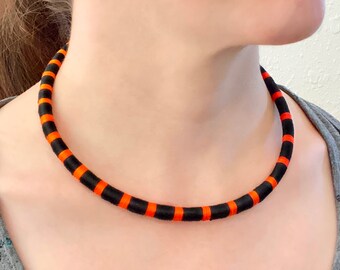 Halloween snake patterned necklace . Cope's false coral snake . Halloween gift for natural history museum docent . Pliocercus euryzonus