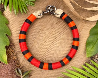 Tangerine Honduran milk snake patterned bracelet . gift for snake keeper . casual herpetology jewelry . Lampropeltis triangulum hondurensis
