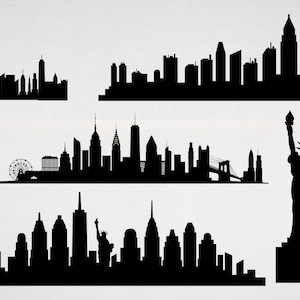 New York Skyline svg, NYC skyline svg Clipart, New York City SVG, Famous City Skyline svg, Clip Art Statue liberty, Cricut, Silhouette, Png image 2