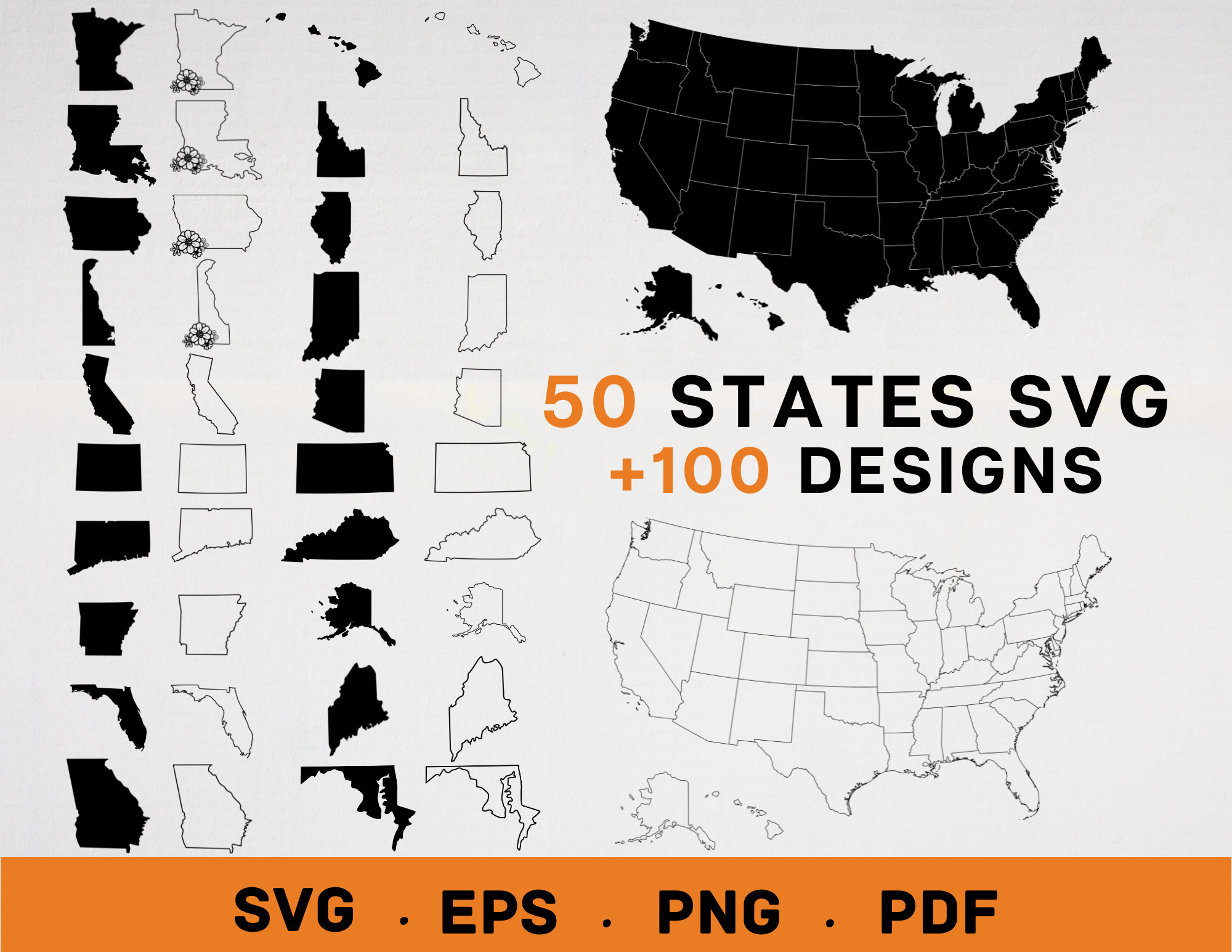 50 States SVG Bundle Outline United - Il Fullxfull.3552782332 3x6g 