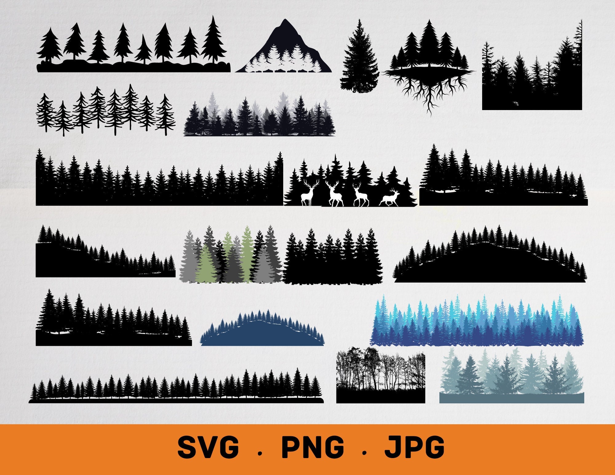 Forest Tree Silhouette Svg Tree Svg Forest Clipart Pine - Etsy
