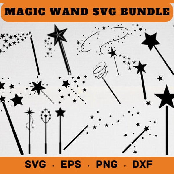 Magic Wand Svg, Wand SVG, Magicians Svg, Magic Wand Clipart, Cricut & Silhouette, Cut File, Vector, Wand Designs,Printable, Wizard Wands Svg