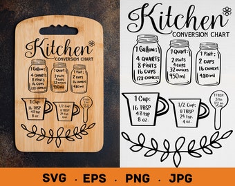 Kitchen conversion chart svg, Kitchen svg, Mason jar svg, Kitchen measurement svg, Kitchen cricut, Measure cup svg, Measuring Cheat Sheet