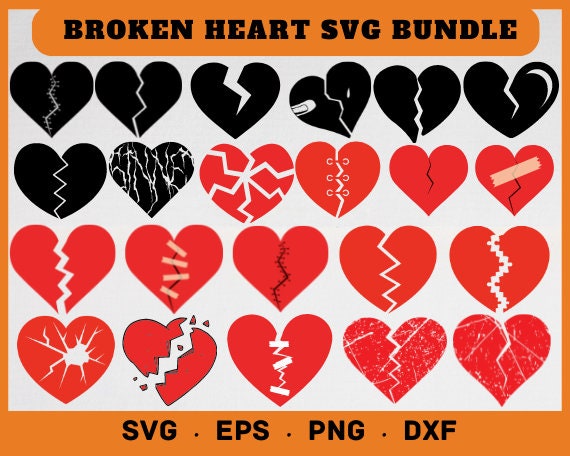 Broken Heart Svg Broken Heart Clipart Png Friends Heart - Etsy UK