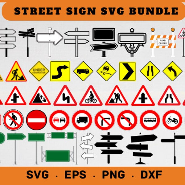 Street Sign Svg, Street Sign Png, Clipart, Cricut, Road Sign Svg, Blank Street Sign, Warning Signs, Traffic Signs Svg, Roads Symbols & Icon