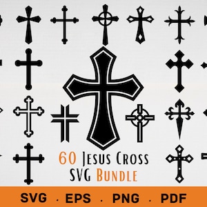 Cross Svg, Jesus Cross Svg, Crosses Svg Files, Silhouette Cut Files, Cross Svg Bundle, Cross Clipart Vector, Catholic Christian Cross Svg