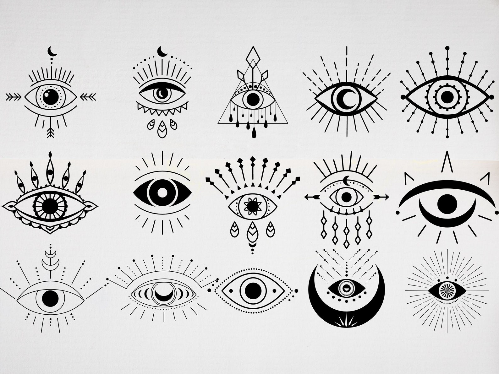 Evil Eye SVG Bundle Boho Eyes SVG PNG Clipart Witchy Devil - Etsy