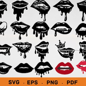 150 Dripping Lips Svg, Lips SVG, Kiss SVG, lips clipart, Lips Print Svg, Red Lips Svg, Lip biting svg, bleeding lips svg, Cricut, Silhouette