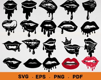 150 Dripping Lips Svg, Lips SVG, Kiss SVG, lips clipart, Lips Print Svg, Red Lips Svg, Lip biting svg, bleeding lips svg, Cricut, Silhouette