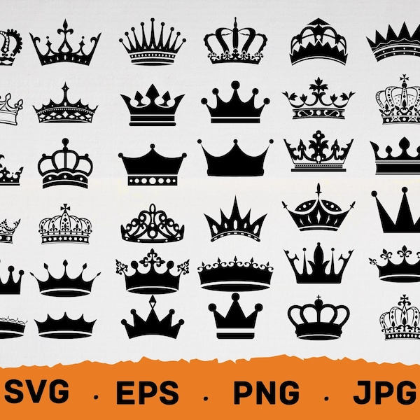 Crown SVG, Royal Crown svg File, Crown svg Bundle, King Crown svg, Queen Crown svg, Princess Tiara Svg, File For Cricut, For Silhouette, Svg