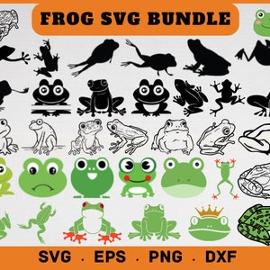 Frog Svg Bundle, Cute Frog Svg, Frog Clipart, Png, Silhouette, Cut Files, frog Monogram Svg,Frog Face Svg,Funny Frog Cricut,Green Frog Print