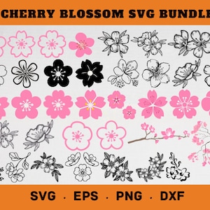 Cherry Blossom Svg, Cherry Blossom Png, Sakura Blossom Svg, Cherry Flower Svg, Pink Flowers Svg,Cherry Branch Png,Botanica Png,Sakura Flower