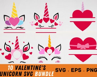 Valentine’s Unicorn svg, Love Unicorn Svg, Girl heart unicorn clipart, Heart Unicorn Svg, Cricut silhouette cutting files, Unicorn Head Svg