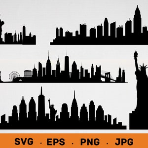 New York Skyline svg, NYC skyline svg Clipart, New York City SVG, Famous City Skyline svg, Clip Art Statue liberty, Cricut, Silhouette, Png image 1