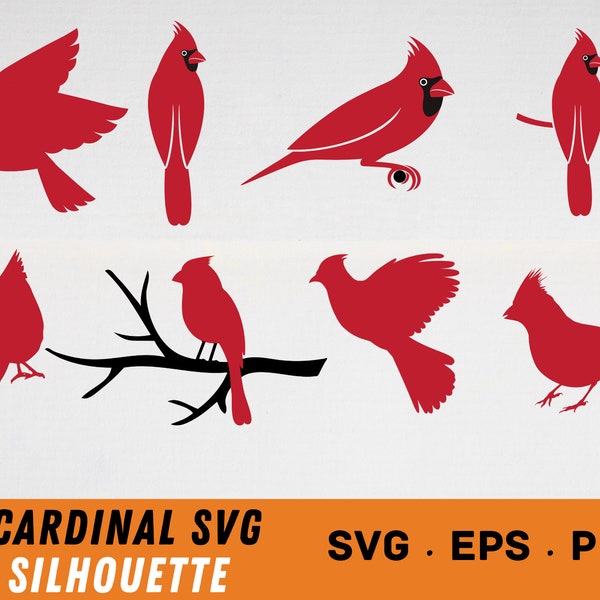 Cardinal SVG Bundle, Cardinal bird svg, Memorial svg, Cardinal silhouette, Cardinal clipart, Vector Cardinal on Branch svg, Remembrance svg