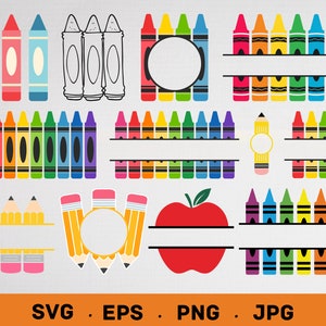 30+ Crayon Split Monogram Svg, Crayon svg, Teacher svg, School svg, Apple Name Frame svg, Apple Monogram Svg, Pencil Monogram svg Pencil svg