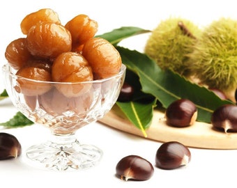 Chestnut Candy,Turkish Candied Chestnut in Syrup,Marron Glace,Traditional Desserts,Natural Desserts,Gift-500 gr/ jar 16-18 pcs-FREE SHIPPING