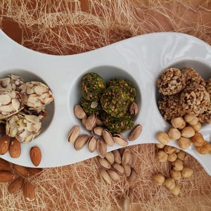 Handmade Date Balls coated w/ Almond,Pistachio,Hazelnut,Vegan Energy Bites,Energy Balls,Healthy Gift Basket,18pcs/box -FREE SHIPPING