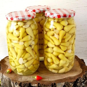Homemade Organic Ornamental Pepper Pickles,Yellow Chilli Pepper Pickles,Hot Pepper Pickles,Capsicum Annuum,Pickled Hot Peppers,Pickles-200gr