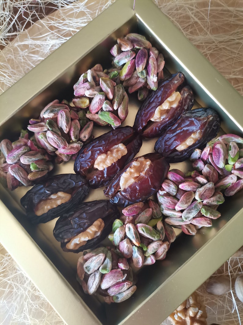 Traditional Turkish Dessert,Cezerye covered with Pistachio and Date with walnut filling,All Natural Assorted Gift box ,Natural Energy Snack image 4