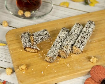 Hazelnut Paste Wrapped Pestil: Organic Mulberry Fruit Leather Snack
