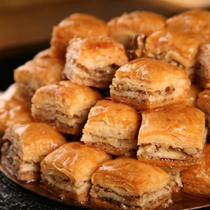 Baklava especial de nozes feito à mão, baklava turco com nozes, presente de feriado, sobremesa, doce diário e fresco, caixa de lata para presente de pastelaria - frete grátis