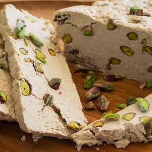 Traditional Halva with Pistachio,Pistachio Sesame,Tahini Halva,Gourmet,Sesame Sweet Dessert,Turkish Dessert,Vegan,Gluten Free,400gr-FREE SHP