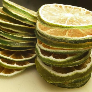 Dried Organic Lime  Slices,Dehydrated Lime Wheels,Edible plant based decors,Natural,No additives,Christmas Ornament,Vegan,50 slices/bag