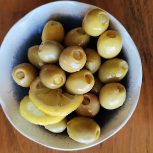 Organic Green Olives Stuffed With Lemon Rind, Stuffed Olives,Martini Olive,Gourmet Food,Special taste,Snacks,Vegan,400 gr –FREE SHIPPING