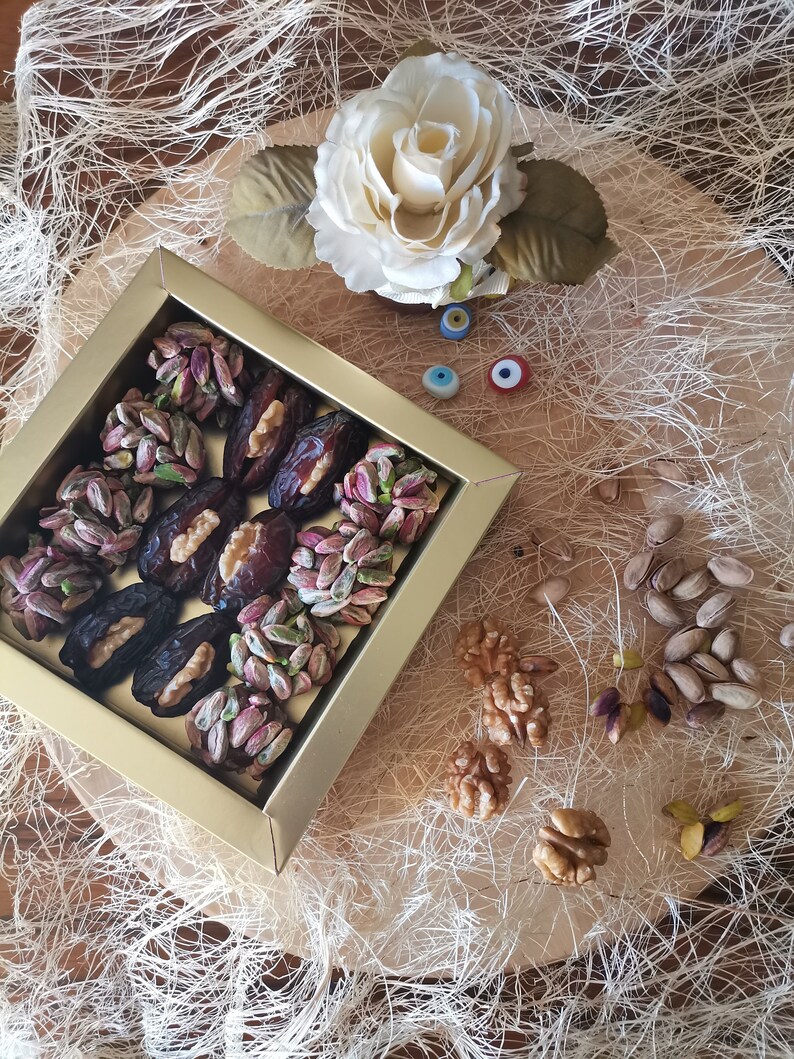 Traditional Turkish Dessert,Cezerye covered with Pistachio and Date with walnut filling,All Natural Assorted Gift box ,Natural Energy Snack image 2