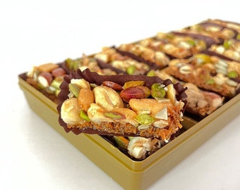 Mix nuts Brittle, Nuts Crunch Bar ,Nutty Aroma Snack ,Honey Nut Bar ,  Croquant bar, Holiday Gift , Gift box  -FREE SHIPPING