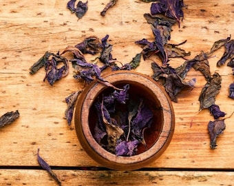 Hojas de albahaca morada secas orgánicas: infusión y condimento picante