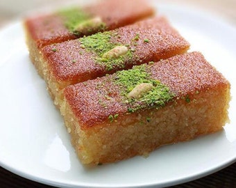 Homemade Turkish Semolina Cake: Shambali Dessert with Peanut Topping