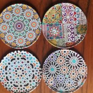 Set of 4 Drink Coasters,Coaster Set,Turkish,Mediterranean,Persian,Mandala Coasters,Cork Coasters,Housewarming Gift,Home Decor–FREE SHIPPING