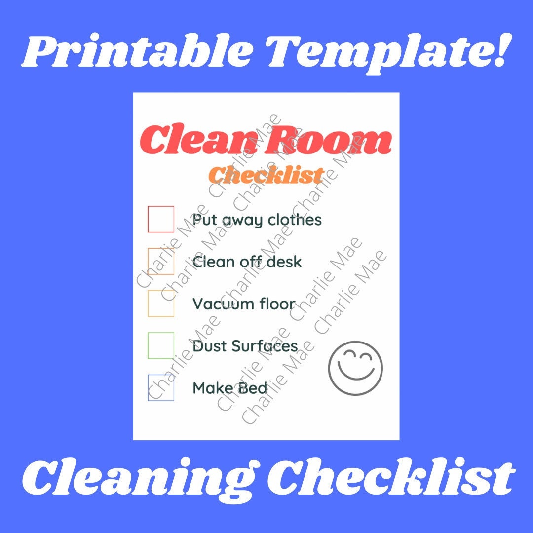 Printable Editable Cleaning Room Template Checklist Kids - Etsy