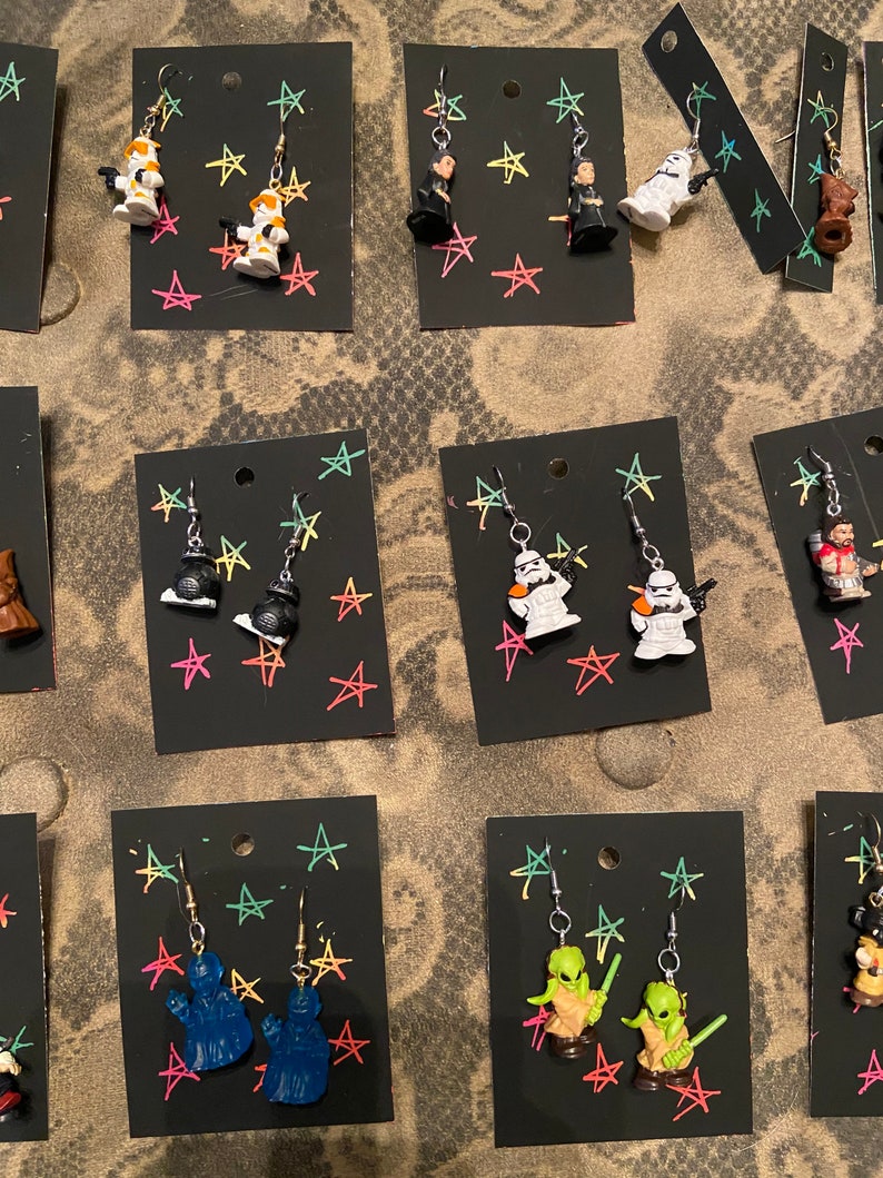 Tiny star wars micro force dangle dangly earrings