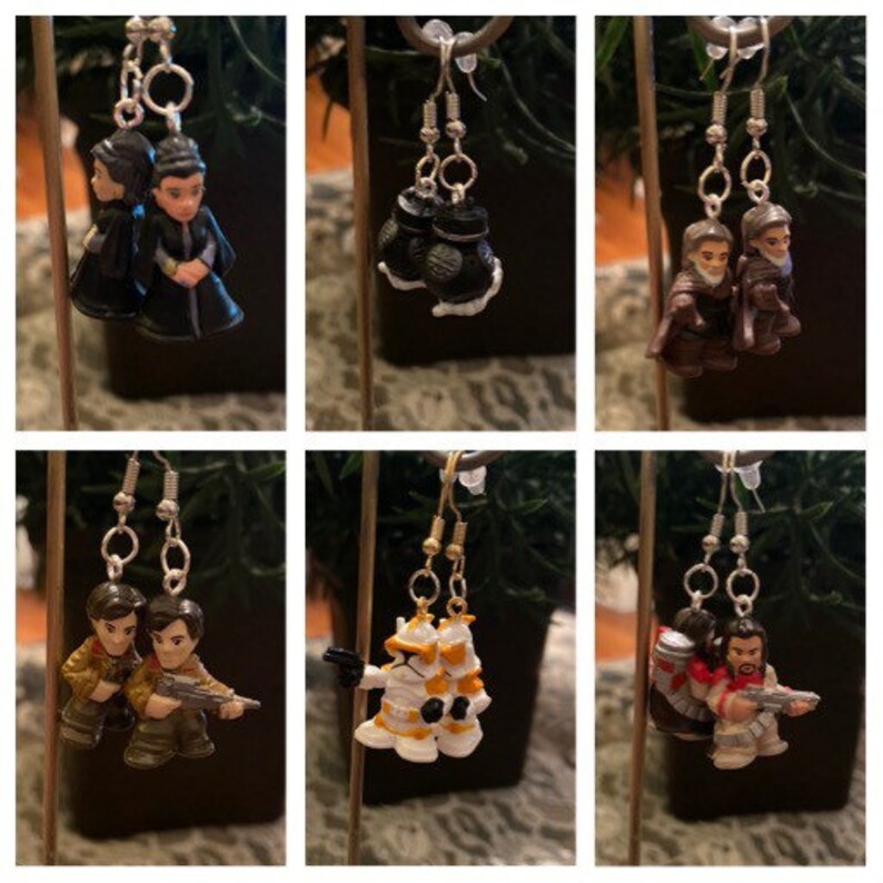 Tiny star wars micro force dangle dangly earrings