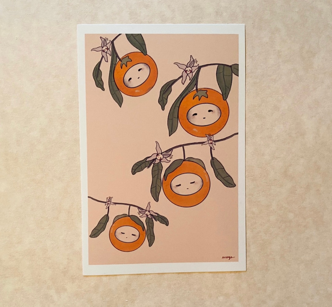 Sleepy Baby Oranges Art Print Etsy