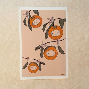 Sleepy Baby Oranges Art Print