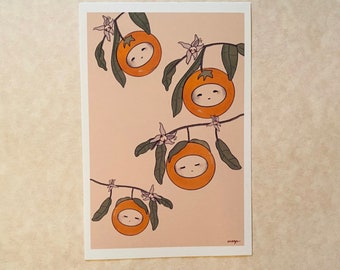 Sleepy Baby Oranges Art Print