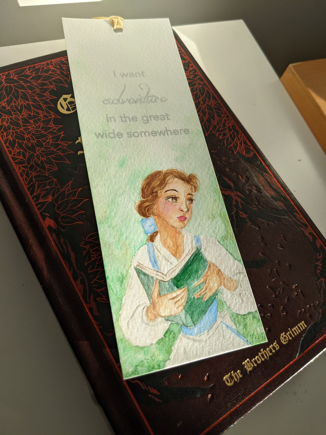 3x9 Disney Beauty and the Beast Watercolor Bookmark - Etsy