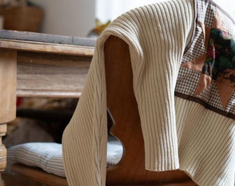 Patchwork-trui in beige