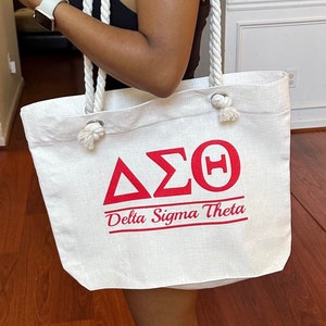 Delta Sigma Theta Sorority Inc. Tote Bag | DST | Delta Sigma Theta Rope Handle tote bag
