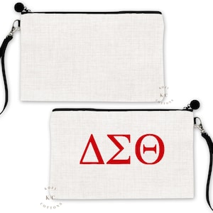 Delta Sigma Theta Poly Linen Cosmetic Bag, Sorority Pouch, Makeup Bag,