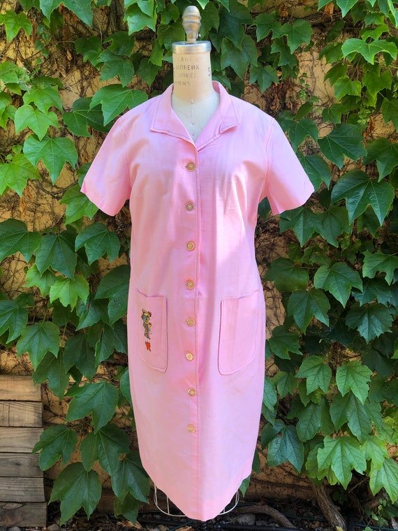 1960's Kitsch Pink Kachina Shirt dress "Arizona Tu
