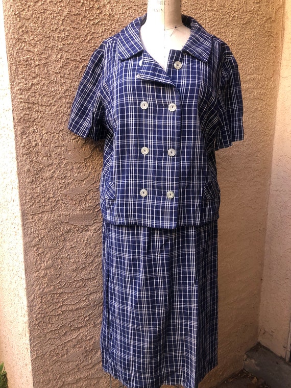 Navy Blue Plaid 1960's Set