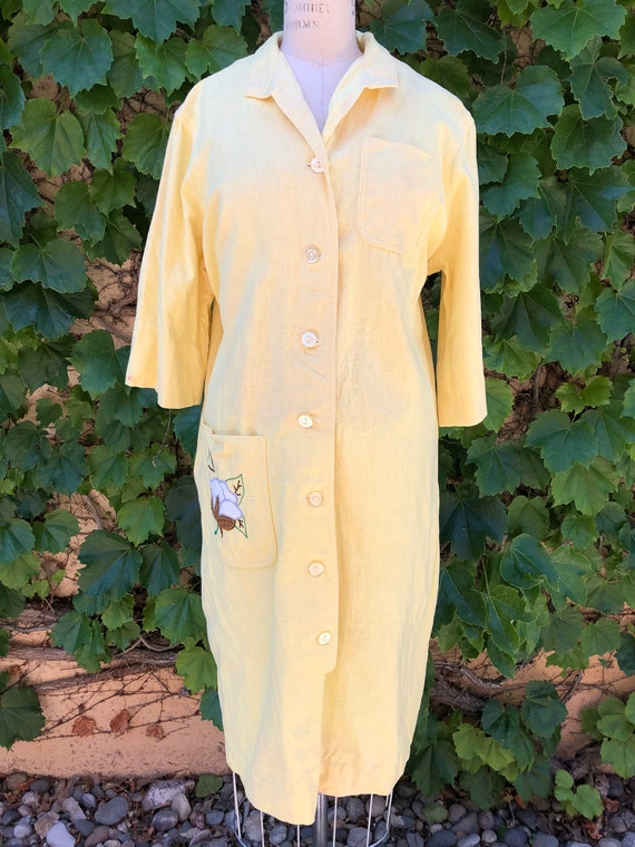 1960's Yellow Cotton Shirt Dress