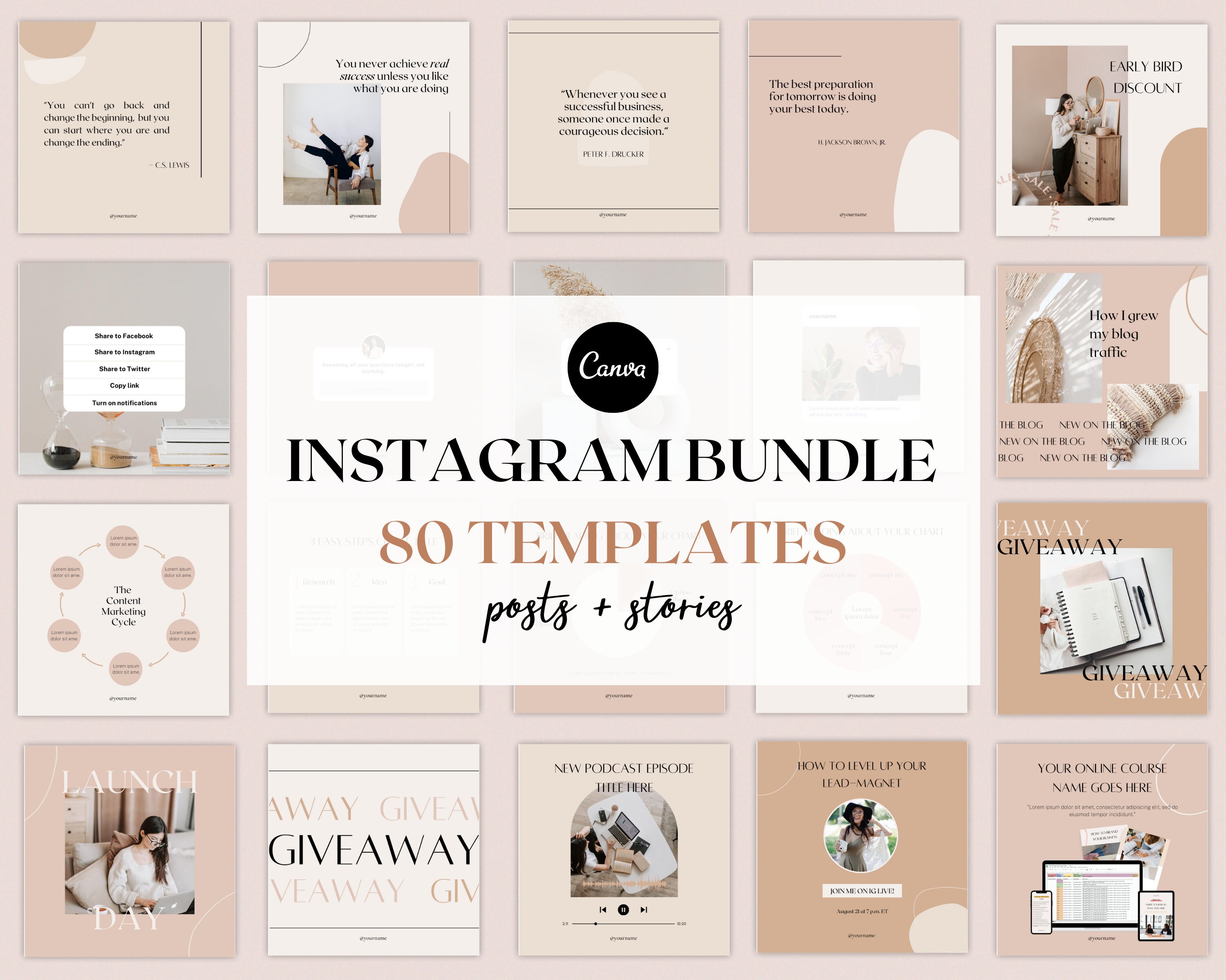 80 Instagram Templates Bundle Canva Instagram Templates | Etsy