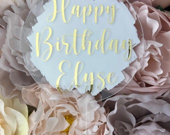 Personalised Round Acrylic Cake Topper