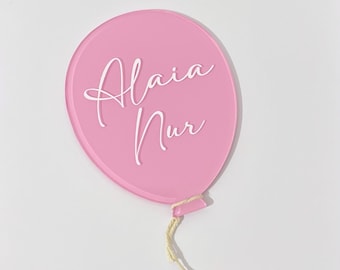 Personalised Acrylic Balloon Baby Name Announcement Sign